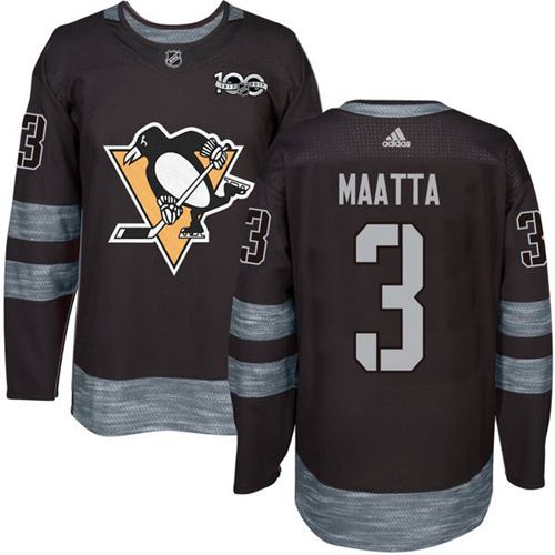 Adidas Pittsburgh Penguins #3 Olli Maatta Black 1917-2017 100th Anniversary Stitched Jersey Men's