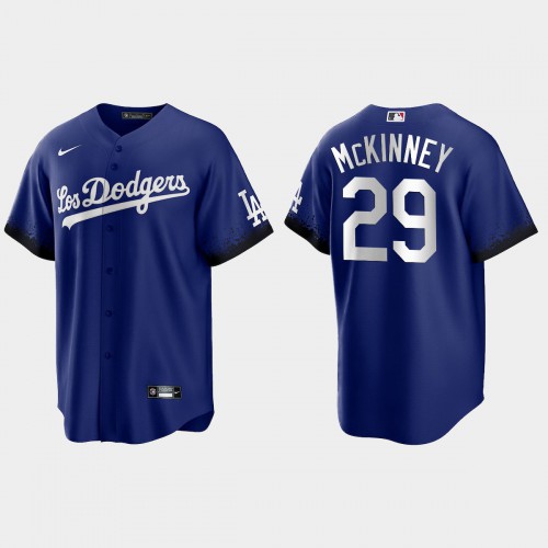 Los Angeles Los Angeles Dodgers #29 Billy Mckinney Men's 2021 City Connect Game Jersey Royal Men's