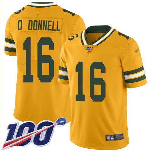 Packers #16 Pat O'Donnell Gold Men's Stitched Limited Inverted Legend 100th Season Jersey