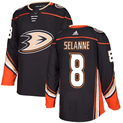Adidas Anaheim Ducks #8 Teemu Selanne Black Home Authentic Stitched Jersey Men's