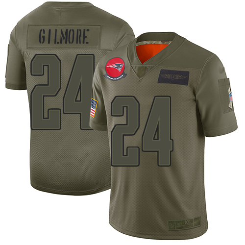 New England Patriots #24 Stephon Gilmore Camo Youth Stitched Limited 2019 Salute to Service Jersey Youth