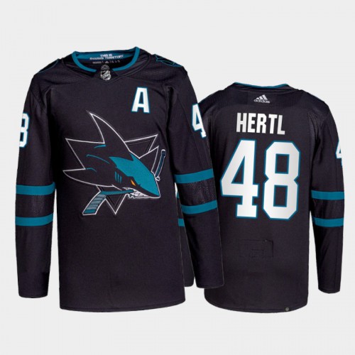 Adidas San Jose Sharks #48 Tomas Hertl Men's 2021-22 Alternate Authentic Jersey - Black Men's