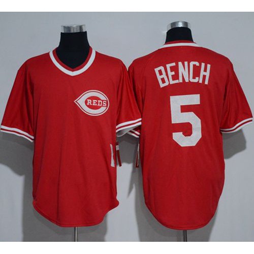 Mitchell And Ness 1983 Cincinnati Reds #5 Johnny Bench Red Throwback Stitched Jersey Men's
