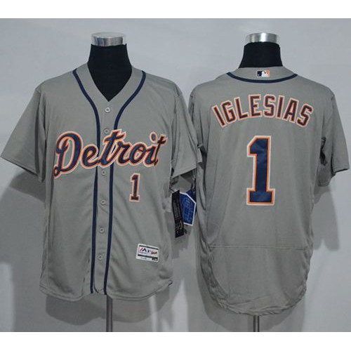 Detroit Tigers #1 Jose Iglesias Grey Flexbase Authentic Collection Stitched Jersey Men's