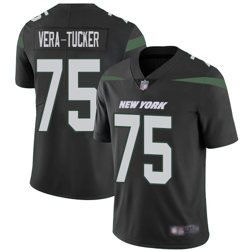 New York Jets #75 Alijah Vera-Tucker Black Alternate Men's Stitched Vapor Untouchable Limited Jersey Men's