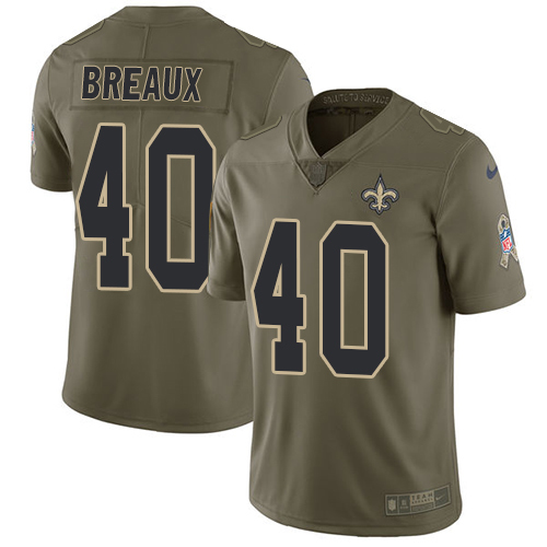 New Orleans Saints #40 Delvin Breaux Olive Men's Stitched Limited 2017 Salute To Service Jersey Men's