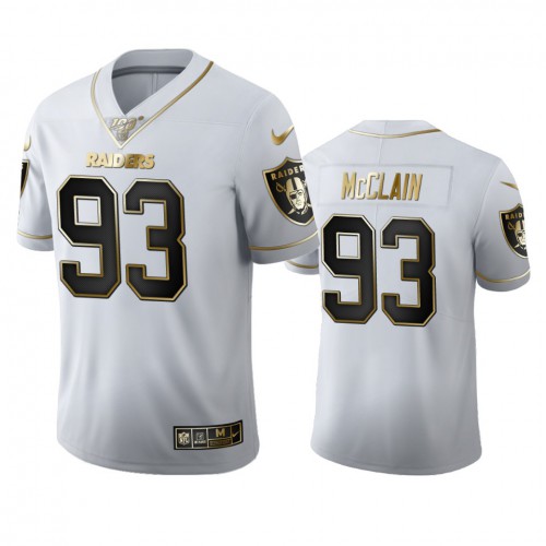 Las Vegas Las Vegas Raiders #93 Terrell Mcclain Men's White Golden Edition Vapor Limited 100 Jersey Men's
