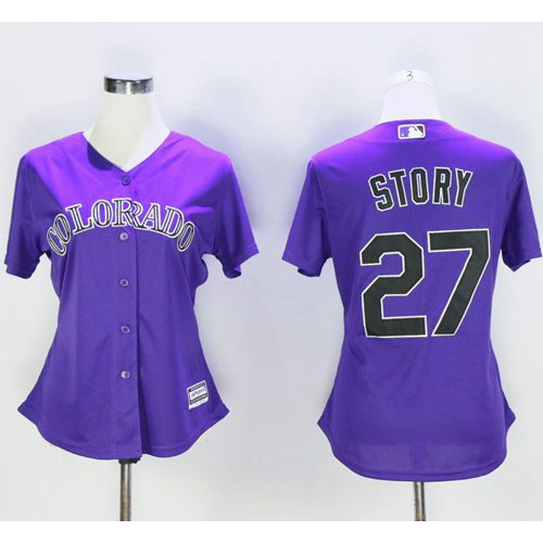 Colorado Rockies #27 Trevor Story Purple Women's Alternate Stitched Jersey Womens