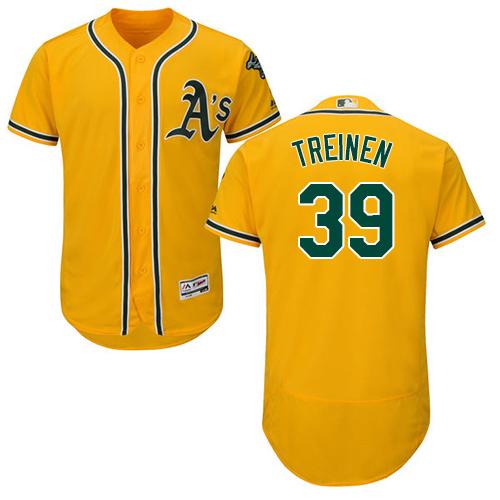Oakland Athletics #39 Blake Treinen Gold Flexbase Authentic Collection Stitched Jersey Men's