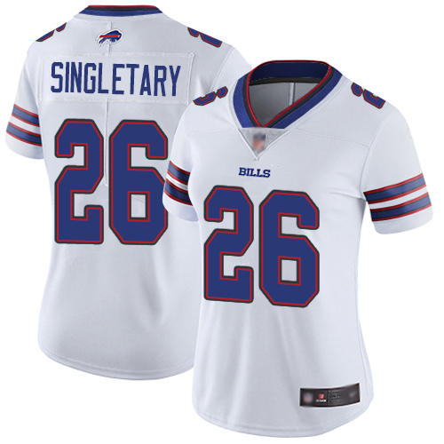 Buffalo Bills #26 Devin Singletary White Women's Stitched Vapor Untouchable Limited Jersey Womens