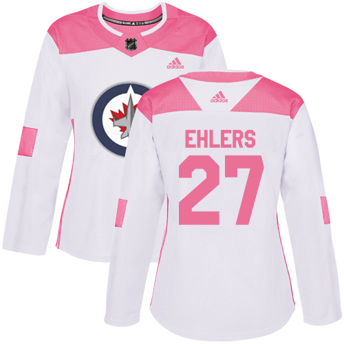 Adidas Winnipeg Jets #27 Nikolaj Ehlers White/Pink Authentic Fashion Women's Stitched Jersey Womens