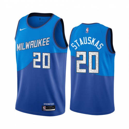 Milwaukee Bucks #20 Nik Stauskas Blue Youth Swingman 2020-21 City Edition Jersey Youth