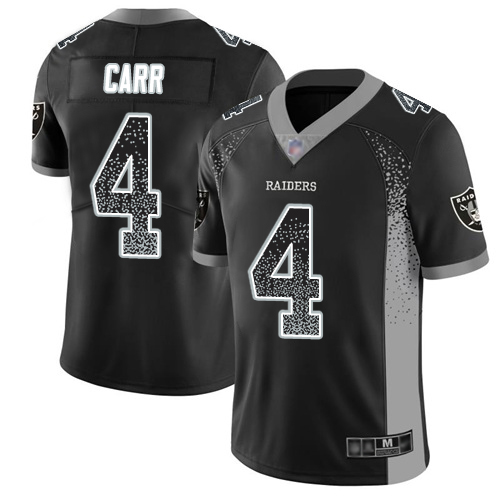 Raiders #4 Derek Carr Black Team Color Men's Stitched Limited Rush Drift Fashion Jersey