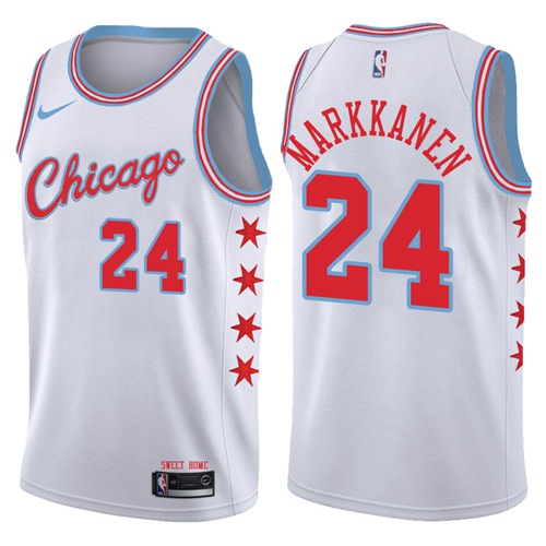 Chicago Bulls #24 Lauri Markkanen White Swingman City Edition Jersey Mens