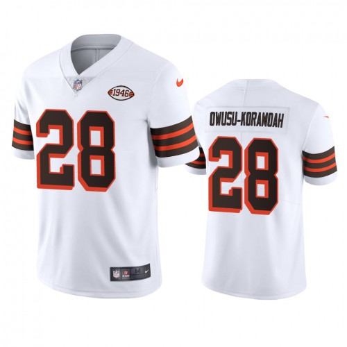 Cleveland Cleveland Browns #28 Jeremiah Owusu-Koramoah 1946 Collection Alternate Vapor Limited Jersey - White Men's