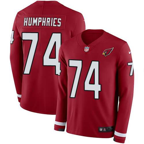 Arizona Cardinals #74 D.J. Humphries Red Team Color Men's Stitched Limited Therma Long Sleeve Jersey Men's