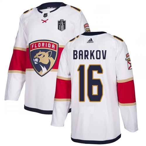 Adidas Lightning #16 Aleksander Barkov White 2023 Stanley Cup Final Patch Road Authentic Stitched Jersey