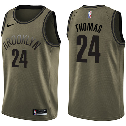 Nets #24 Cam Thomas Green Salute To Service Swingman Jersey
