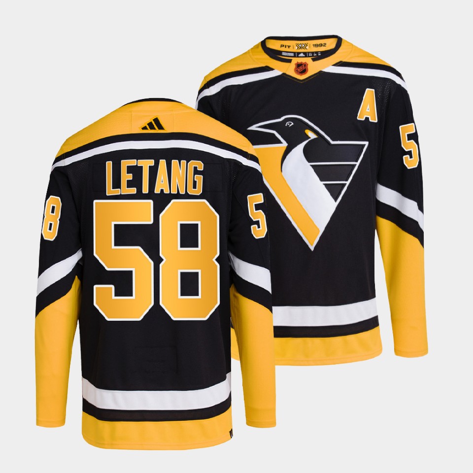 Pittsburgh Penguins #58 Kris Letang Men's Adidas Reverse Retro 2.0 Authentic Player Jersey - Black