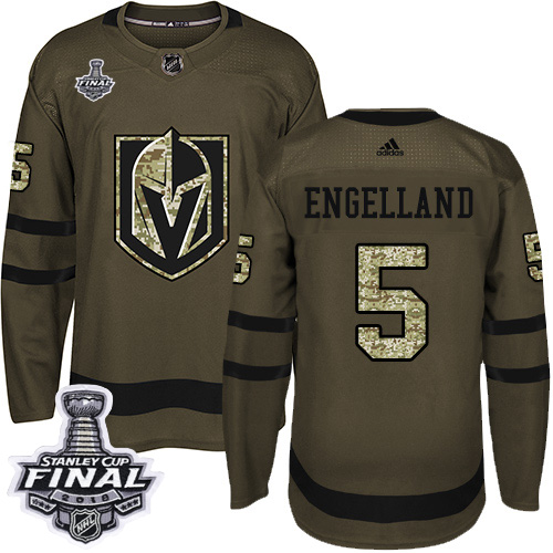 Adidas Golden Vegas Golden Knights #5 Deryk Engelland Green Salute to Service 2018 Stanley Cup Final Stitched Jersey Men's