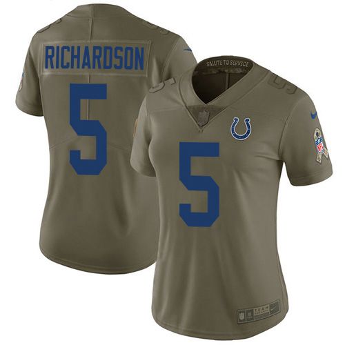 Colts #5 Anthony Richardson Olive Women's Stitched Limited 2017 Salute To Service Jersey