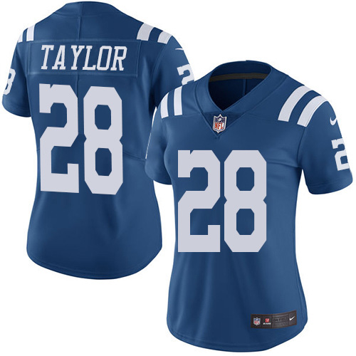 Colts #28 Jonathan Taylor Royal Blue Women's Stitched Limited Rush Jersey