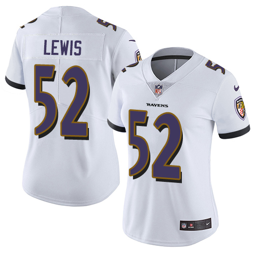 Ravens #52 Ray Lewis White Women's Stitched Vapor Untouchable Limited Jersey