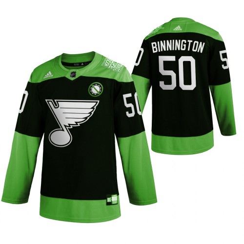St. Louis St. Louis Blues #50 Jordan Binnington Men's Adidas Green Hockey Fight nCoV Limited Jersey Men's