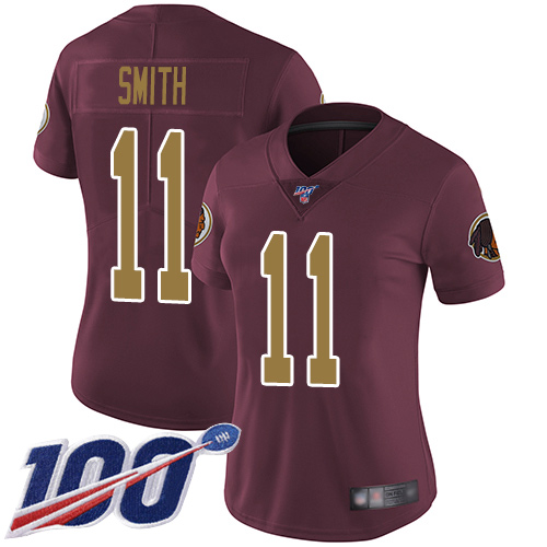 Washington Commanders #11 Alex Smith Burgundy Red Alternate Women's Stitched 100th Season Vapor Limited Jersey Womens