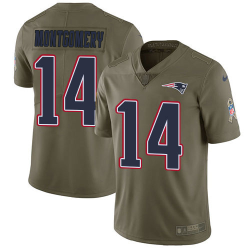 Patriots #14 Ty Montgomery Olive Youth Stitched Limited 2017 Salute To Service Jersey