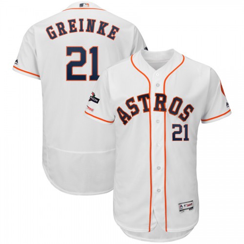 Houston Houston Astros #21 Zack Greinke Majestic 2019 Postseason Authentic Flex Base Player Jersey White Men's