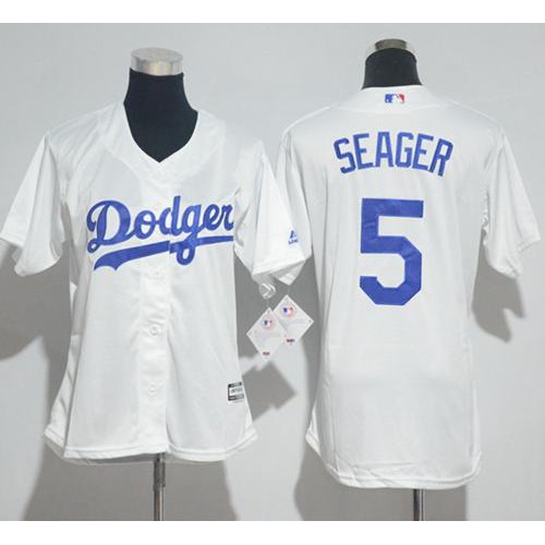 Los Angeles Dodgers #5 Corey Seager White Home Women's Stitched Jersey Womens