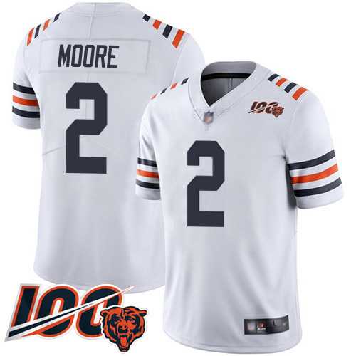 Bears #2 D.J. Moore White Men's Stitched 100th Season Vapor Limited Jersey