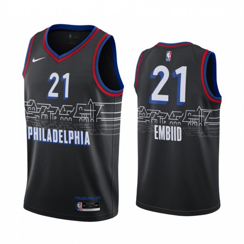 Philadelphia 76ers #21 Joel Embiid Black Youth Swingman 2020-21 City Edition Jersey Youth