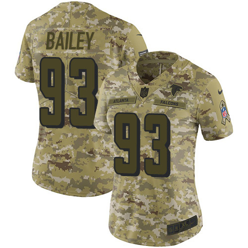 Atlanta Falcons #93 Allen Bailey Camo Women's Stitched Limited 2018 Salute To Service Jersey Womens