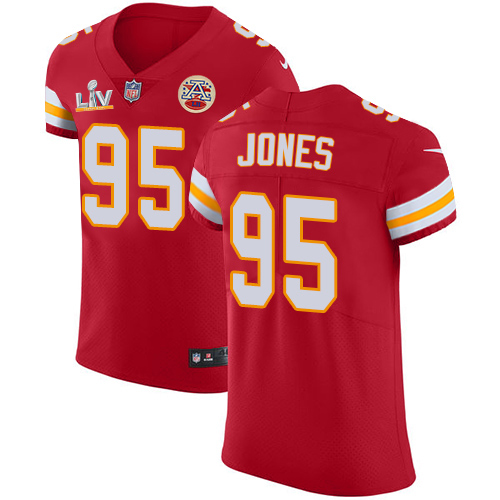 Chiefs #95 Chris Jones Red Team Color Men's Super Bowl LV Bound Stitched Vapor Untouchable Elite Jersey