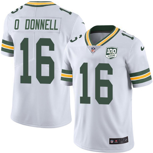 Packers #16 Pat O'Donnell White Men's 100th Season Stitched Vapor Untouchable Limited Jersey