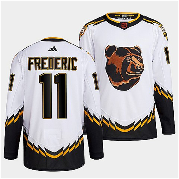 Boston Bruins #11 Trent Frederic Men's Adidas Reverse Retro 2.0 Authentic Player Jersey - White