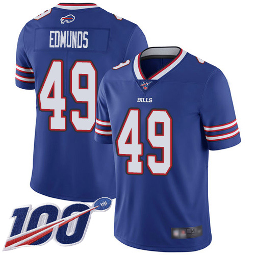 Bills #49 Tremaine Edmunds Royal Blue Team Color Men's Stitched 100th Season Vapor Limited Jersey