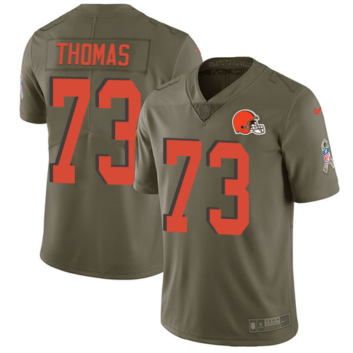 Browns #73 Joe Thomas Olive Youth Stitched Limited 2017 Salute To Service Jersey