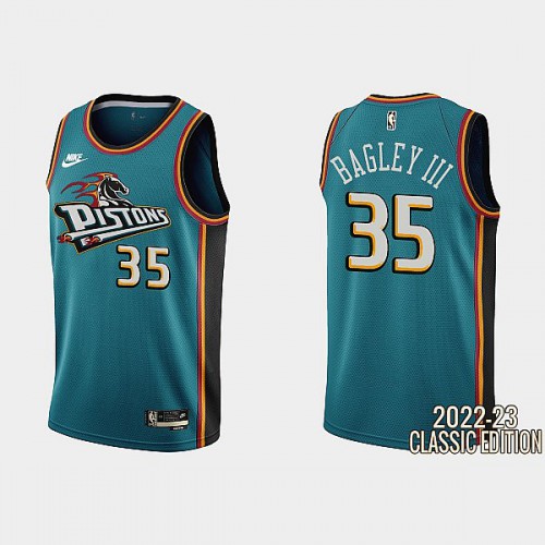Detroit Detroit Pistons #35 Marvin Bagley III Teal Mens 2022-23 Classic Edition Jersey Mens