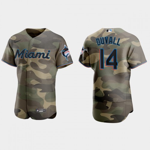 Miami Miami Marlins #14 Adam Duvall Men's 2021 Armed Forces Day Authentic Jersey -Camo Men's