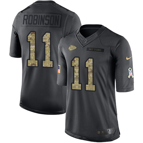 Kansas City Chiefs #11 Demarcus Robinson Black Men's Stitched Limited 2016 Salute To Service Jersey Men's