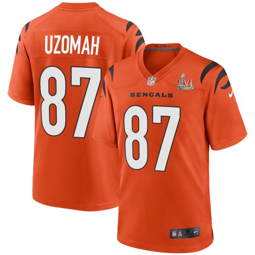 Cincinnati Cincinnati Bengals #87 C.J. Uzomah Orange Super Bowl LVI Patch Alternate Game Jersey Men's