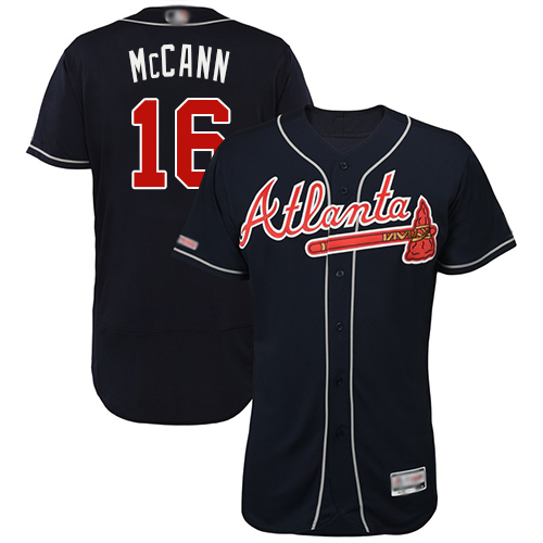 Atlanta Braves #16 Brian McCann Navy Blue Flexbase Authentic Collection Stitched Jersey Men's