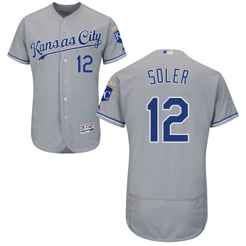 Kansas City Royals #12 Jorge Soler Grey Flexbase Authentic Collection Stitched Jersey Men's