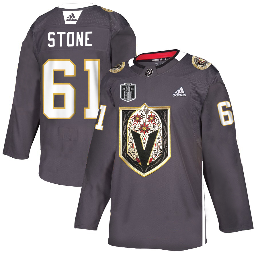 Vegas Golden Knights #61 Mark Stone Men's Grey 2023 Stanley Cup Final Patch Adidas Latino Heritage Night Stitched Jersey
