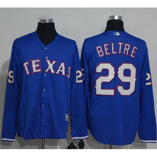 Texas Rangers #29 Adrian Beltre Blue New Cool Base Long Sleeve Stitched Jersey Men's
