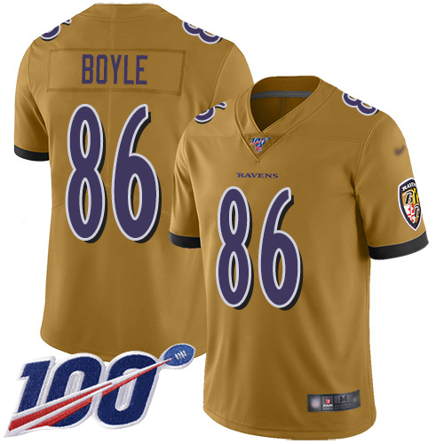 Baltimore Ravens #86 Nick Boyle Gold Men's Stitched Limited Inverted Legend 100th Season Jersey Men's