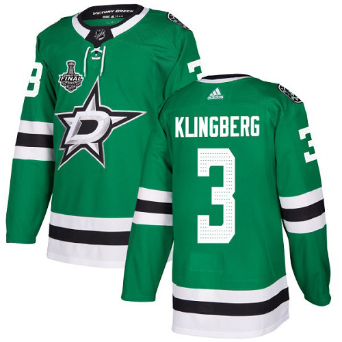 Adidas Dallas Stars #3 John Klingberg Green Home Authentic 2020 Stanley Cup Final Stitched Jersey Men's